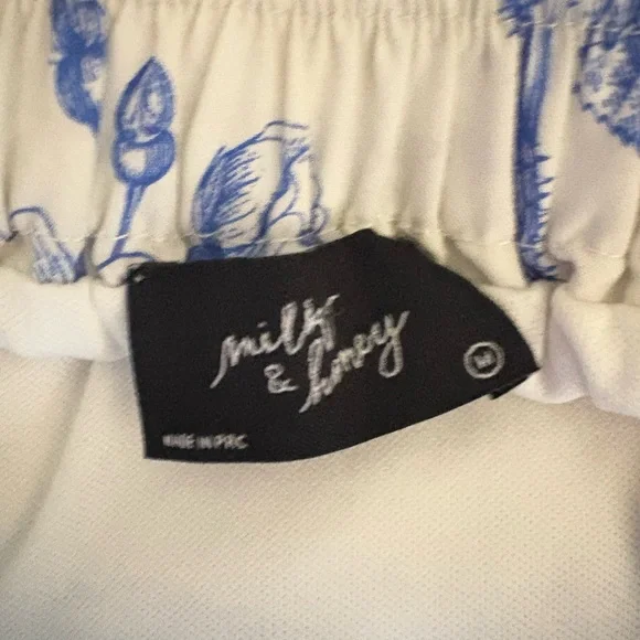 Milk &Honey womens blue toile floral high low skirt#ruffle#cottagecore#pullon - Picture 5 of 8